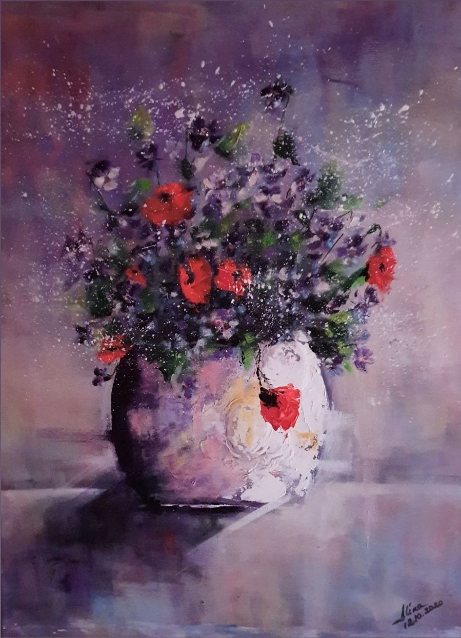 ArteDiAlina.com painting: Symbiosis with red